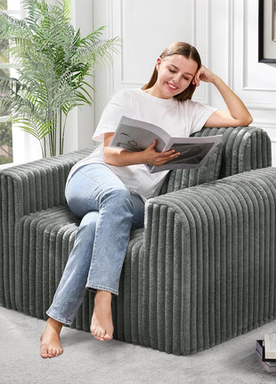 Compact Foam Sofa for Small Spaces - Comfy Removable Cover Couch with Pillows for Living Room, Bedroom, Apartment, and Office (Grey, Standard Size)