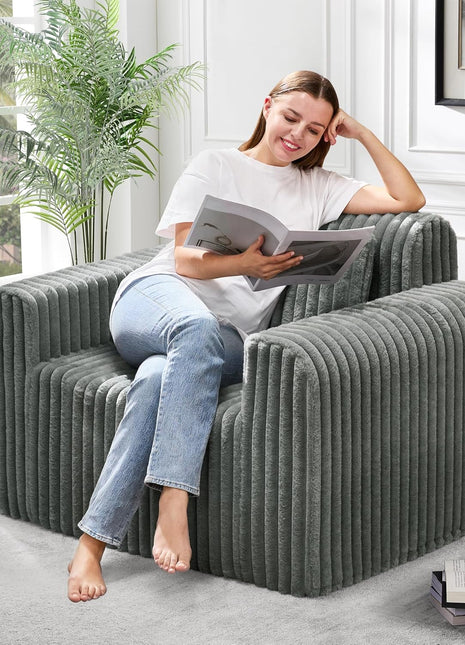 Compact Foam Sofa for Small Spaces - Comfy Removable Cover Couch with Pillows for Living Room, Bedroom, Apartment, and Office (Grey, Standard Size)