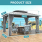 10' X 12' Hardtop Gazebo, Aluminum Metal Outdoor Gazebo with Galvanized Steel Double Roof, Permanent Patio Pavilion with Breathable Netting and Curtains for Dining, Wedding, Party
