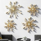 4Pcs Gold Metal Jeweled Wall Art, Starburst Wall Decor, Bling Crystal Home Décor, Star Sun Rhinestone Hanging, Diamond Accents Home Decorative for Living Room, Bedroom, Entryway