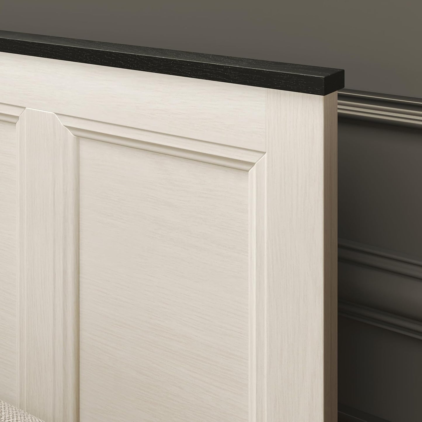 Realynn 5-Piece Wood Bedroom Set, King Size Panel Bed with Dresser, Mirror, and 2 Nightstands, Off-White Finish