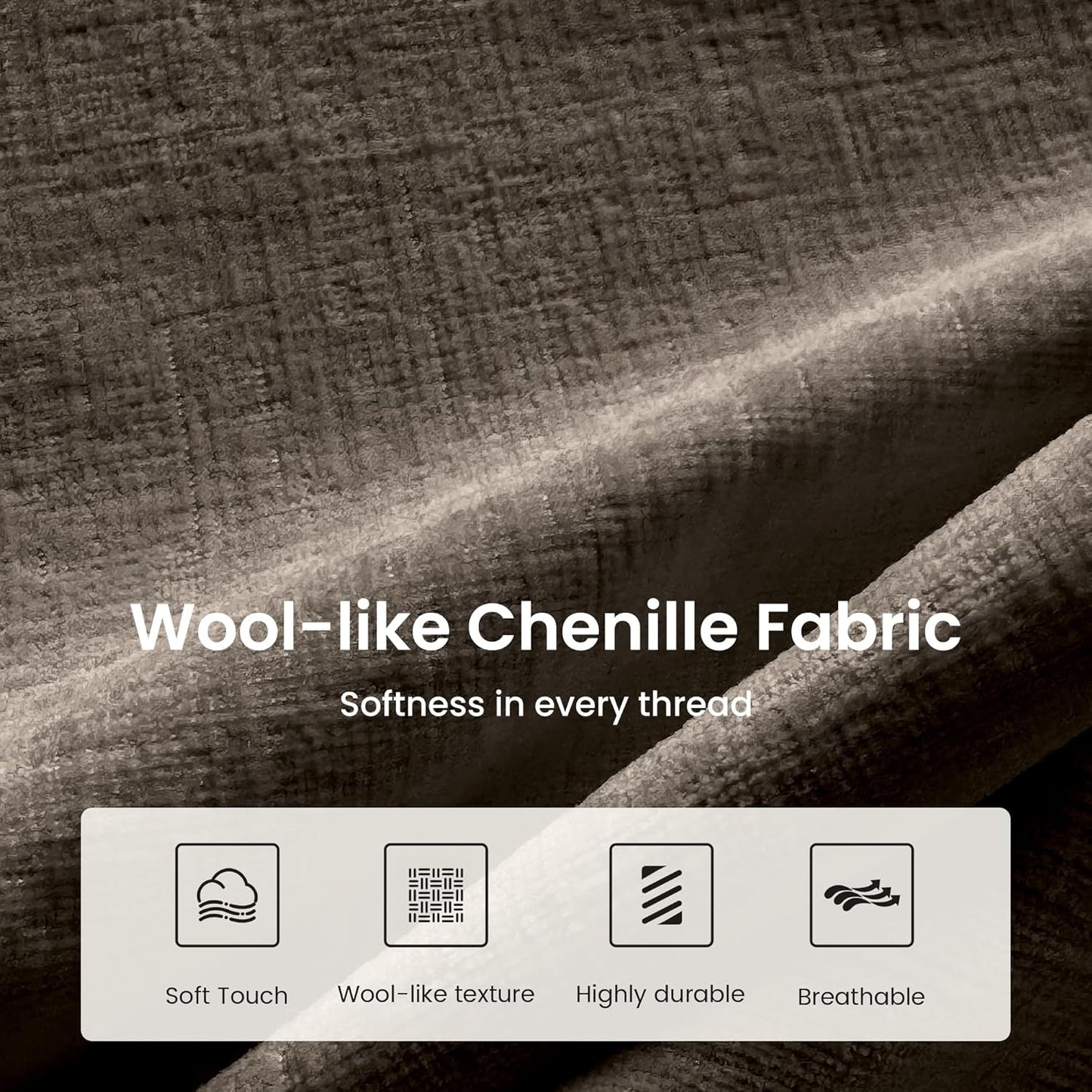 Cloud Modular Couches Sets, 3 Pieces Large Sectional Sofa Set with Loveseats & Single Sofa, 6-Seater Upholstered Couch for Living Room, Chenille Fabric, Smoky Grey