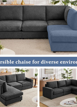 100-Inch L-Shaped Sectional Sofa with Reversible Chaise for Living Rooms, Apartments, and Compact Spaces - Grey