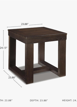 Signature Design by Ashley Watson Classic Oversized Square End Table in Dark Brown Finish