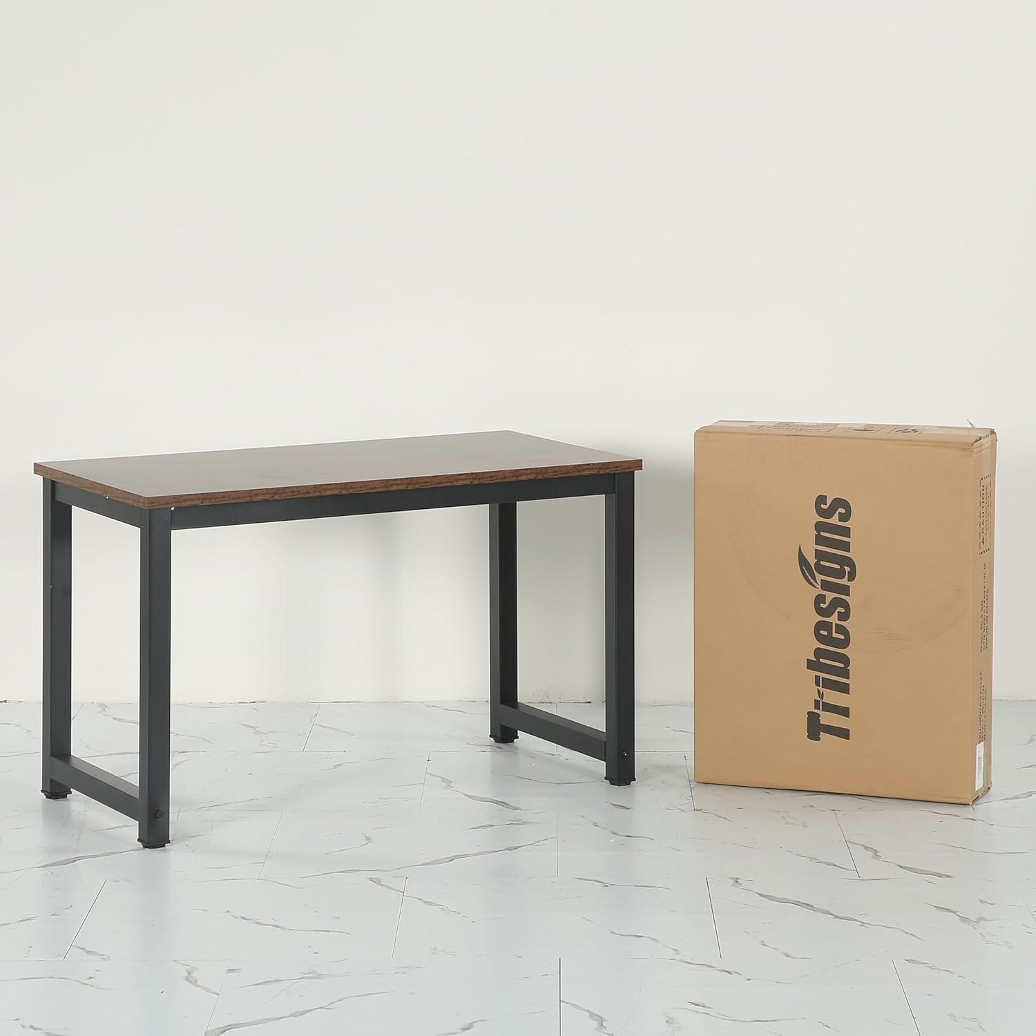 Modern Simple Computer Desk, 47 Inch Vintage Office Desk Computer Table, Study Writing Study Desk Workstation for Home Office, Rustic Brown