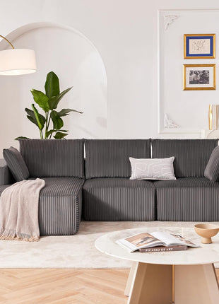 108-Inch Modular Sectional Sofa - Modern L-Shaped Cloud Couch with Deep Seat and Left-Facing Chaise, Upholstered for Living Room or Bedroom (Grey)