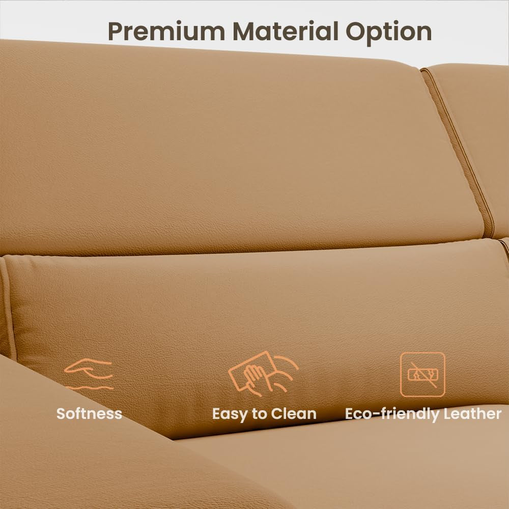 78" Leather Power Reclining Sofa, Modern Recliner Couch with Electric Backrest and Footrest, Modular Sectional Sofa for Living Room, Spacious and Comfortable, Khaki