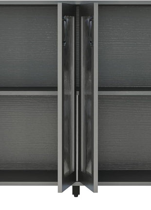 49-Inch Black Kitchen Buffet Server with Doors and Cabinet Storage