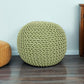 · round Pouf Foot Stool Ottoman - Cotton Knitted Cord Boho Pouffe - Cable Poof Filled Footrest Stuffed for Living Room - Nursery - Bedroom - Patio - Lounge (19.5"X19.5"X14") - Kiwi