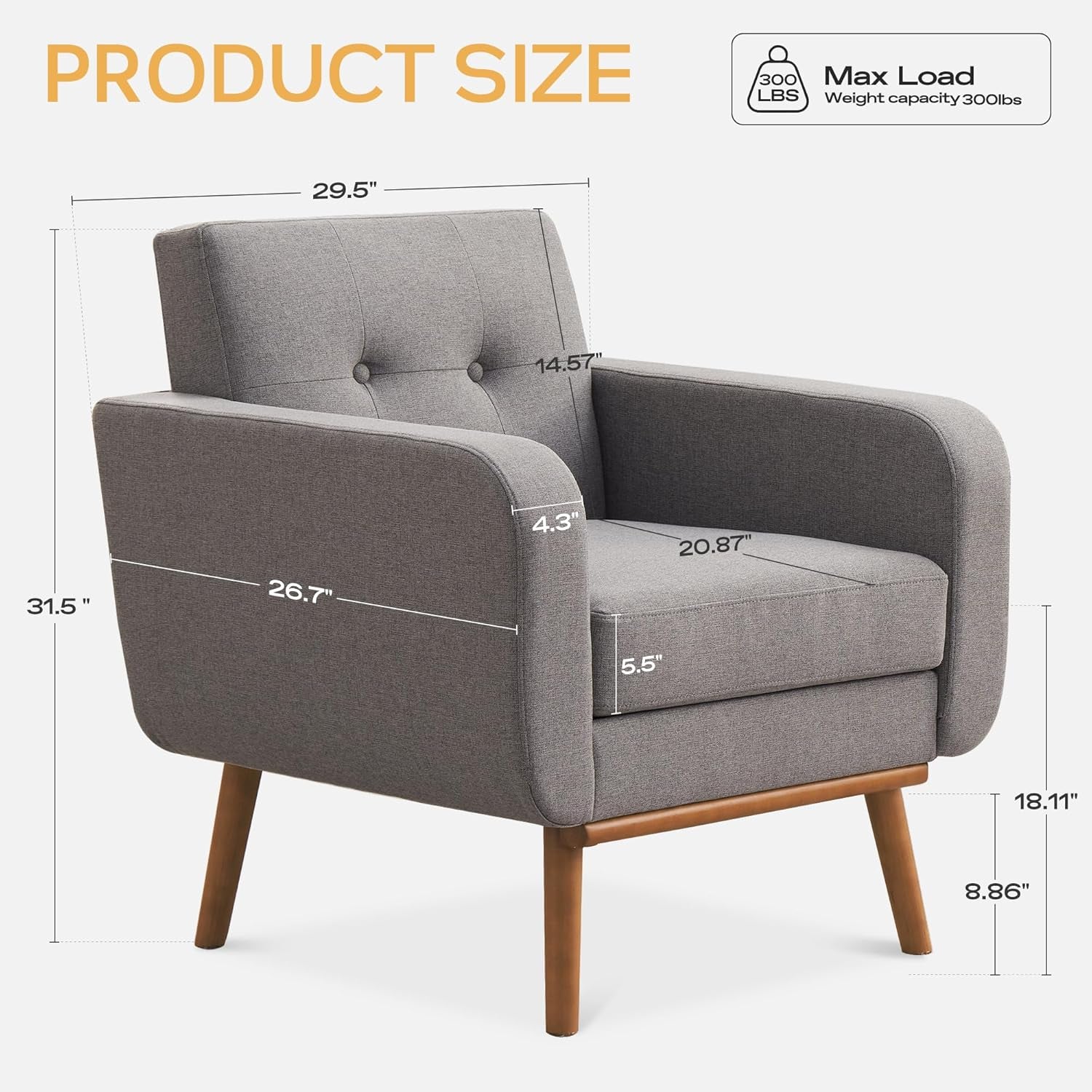 Living Room Set, Button Tufted Living Room Furniture Sets, Upholstered Modern Couch Set with Solid Frame, Sofa Set for Living Room (Dark Grey, 3 Piece Set-1*Loveseat+2*Chair)