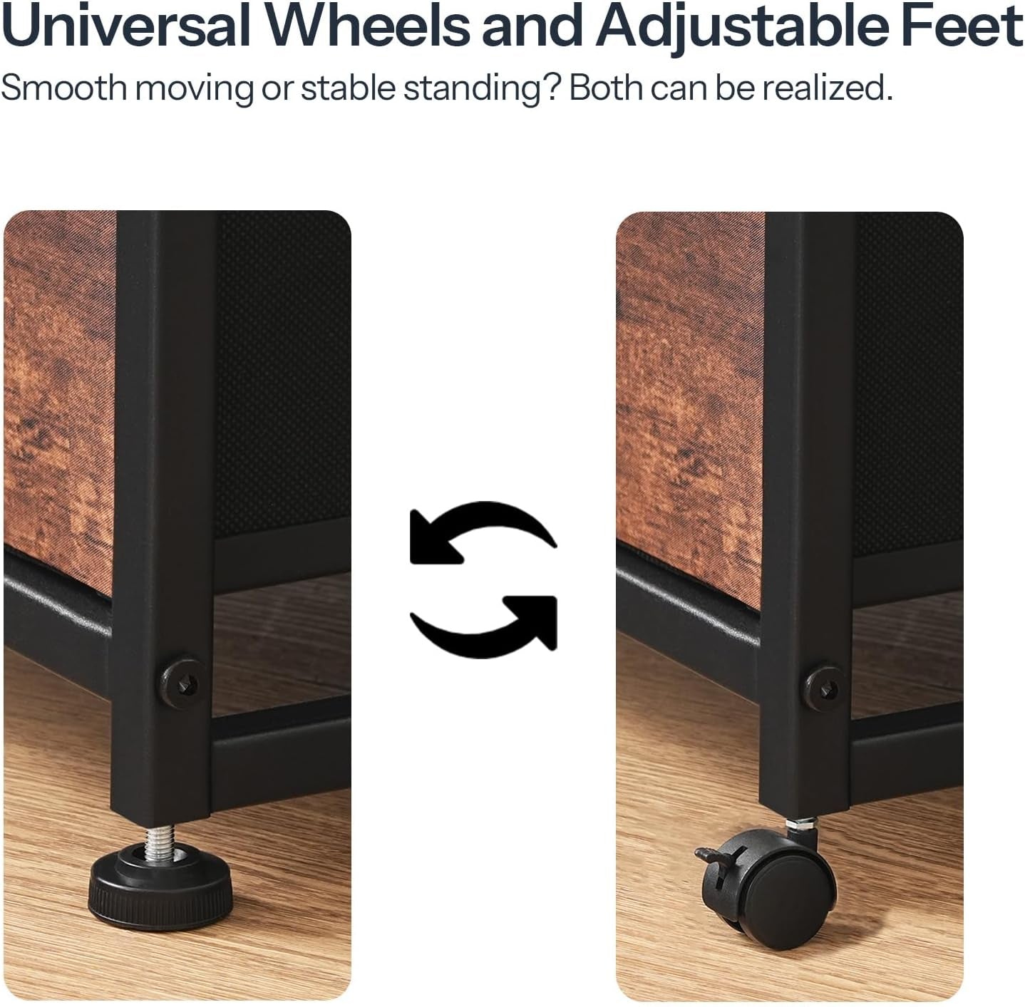 File Cabinet, 2-Drawer Vertical Mobile Office Cabinet, Rolling Printer Stand, for A4/Letter Size Files, Nonwovens Drawer, for Home Office, Rustic Brown BF21WJ01