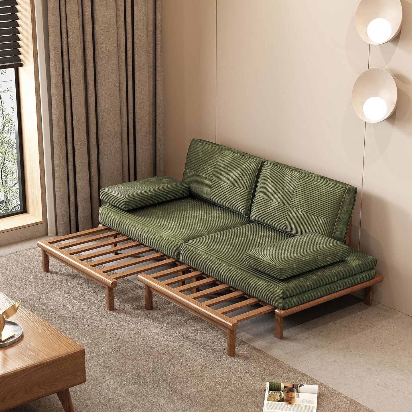 78.7" Sof Bed, Sleeper Pull Out Couch, Modern Couch Convertible Modern Futon for Living Room/prtment/Bedroom, Modulr Design Sof,Full Solid Wood Frme