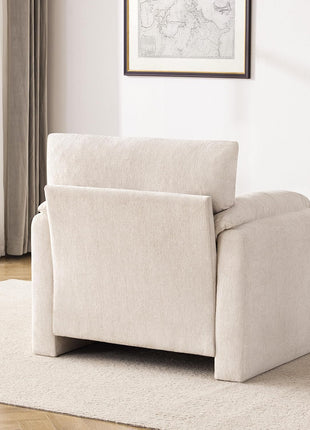Chenille Oversized Accent Armchair - 38.6" Wide Modern Lounge Chair for Living Room and Bedroom, Upholstered Mid-Century Reading Chair in Beige