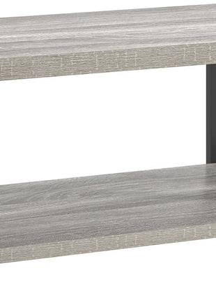 Modern Rustic Coffee Table with Storage Shelf - Industrial 2-Tier Rectangle Design in Light Grey for Living Room