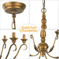 6-Light Farmhouse Chandelier, 23.62'' Vintage Brass Gold Chandeliers for Dining Room, Adjustable Rustic Metal Hanging Pendant Light Fixture for Kitchen Island Entryway Foyer Bedroom Hallway