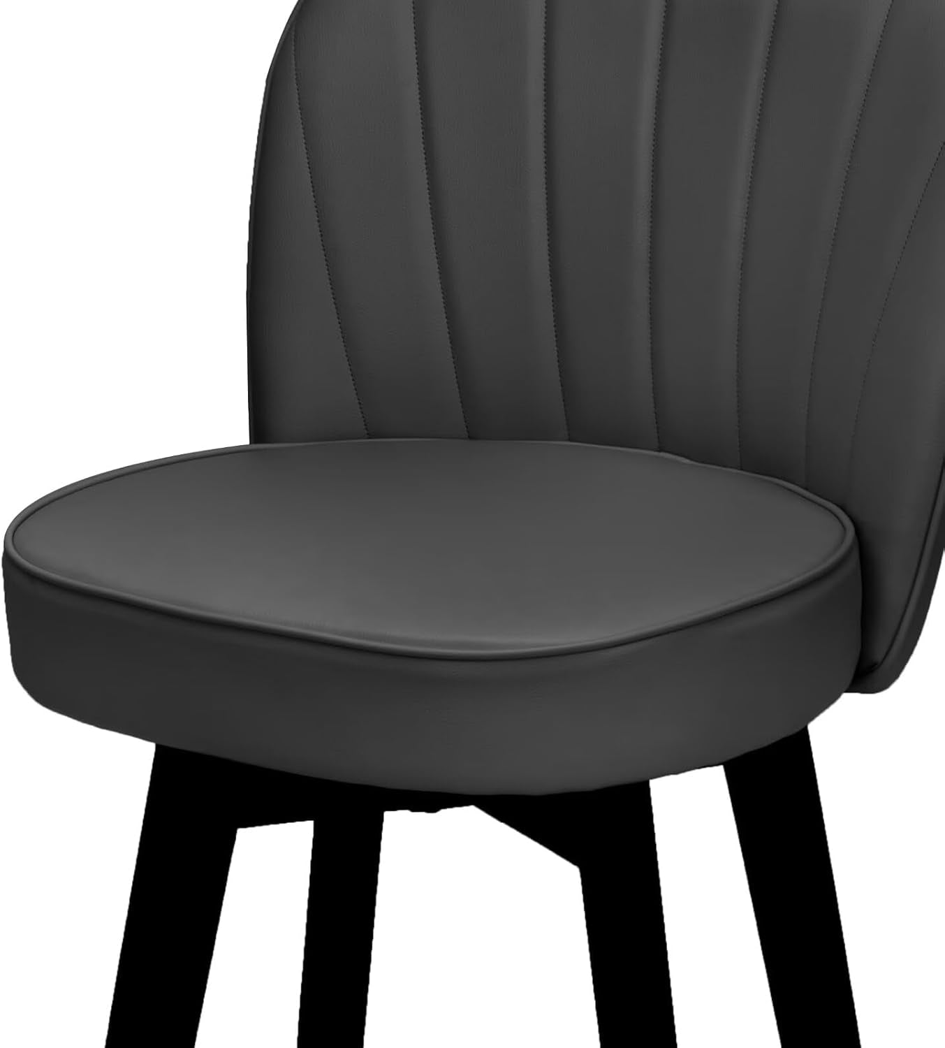 Bar Stools Set of 2, PU Leather Barstools, 26 Inch Upholstered Counter Stools with Backrest and Footrest, Swivel Counter Height Barstools for Kitchen Island Home Bar Dark Gray