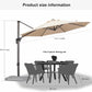 10 Feet Patio Umbrella Outdoor Cantilever round Umbrella Aluminum Offset Umbrella with 360-Degree Rotation for Garden Deck Pool Patio, Beige