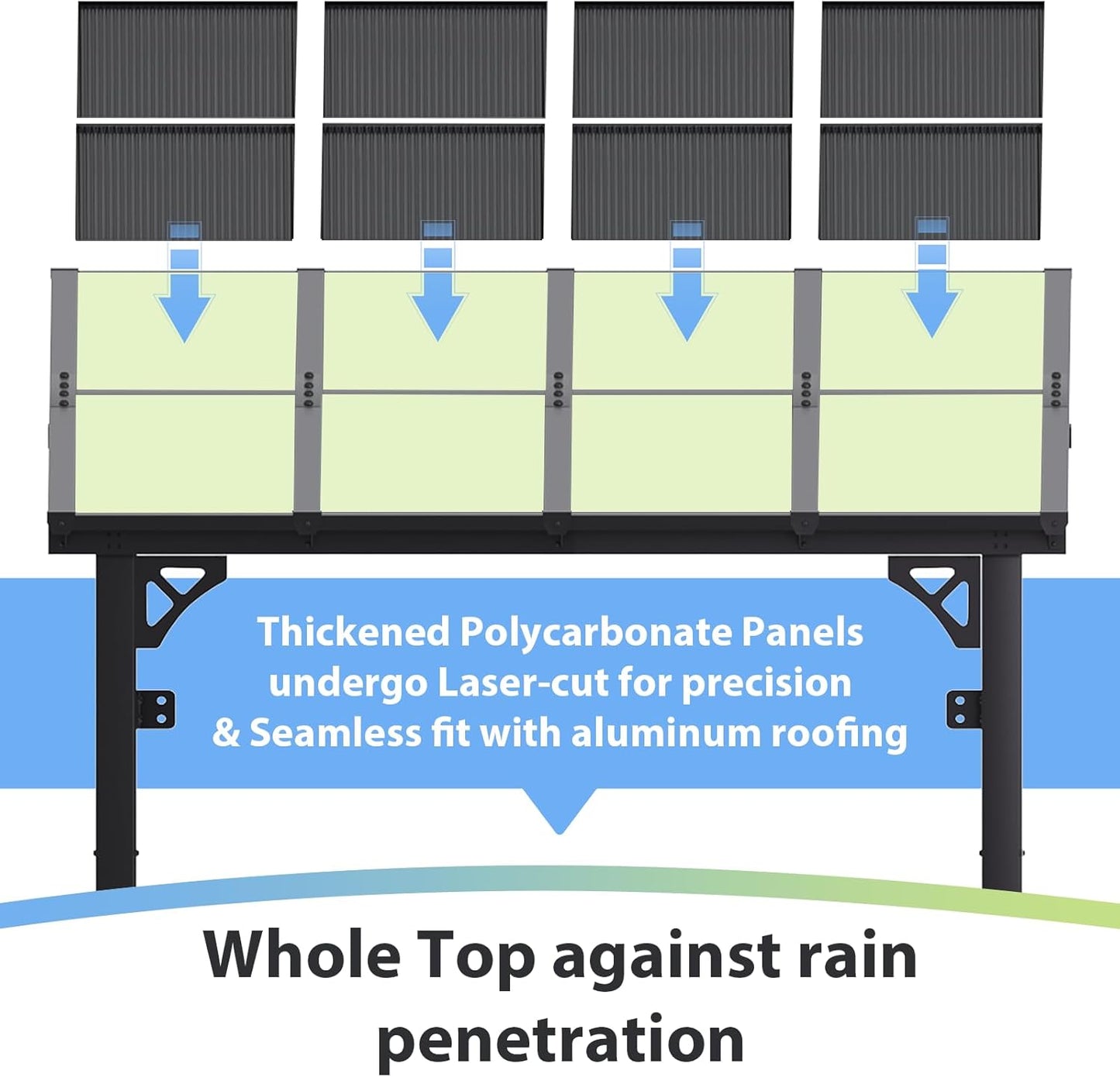 8'X 10' Premium Gazebo with Aluminum Top Frame & Polycarbonate Panel, Wall Mounted Gazebos Pergola, Outdoor Patio Lean to Gazebo, Awnings with Sloped Roof, for Backyard, Porch, Deck