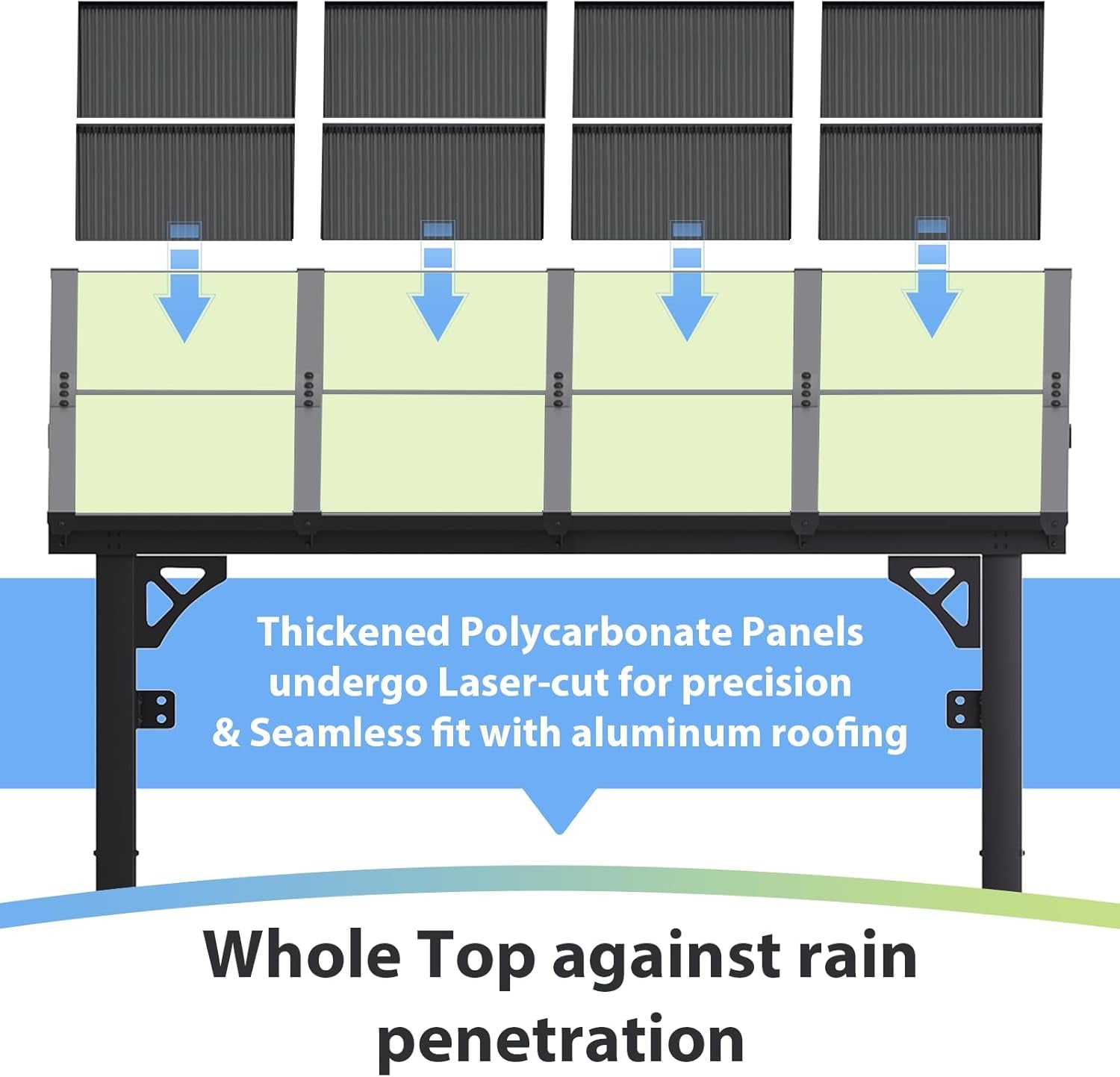 8'X 10' Premium Gazebo with Aluminum Top Frame & Polycarbonate Panel, Wall Mounted Gazebos Pergola, Outdoor Patio Lean to Gazebo, Awnings with Sloped Roof, for Backyard, Porch, Deck