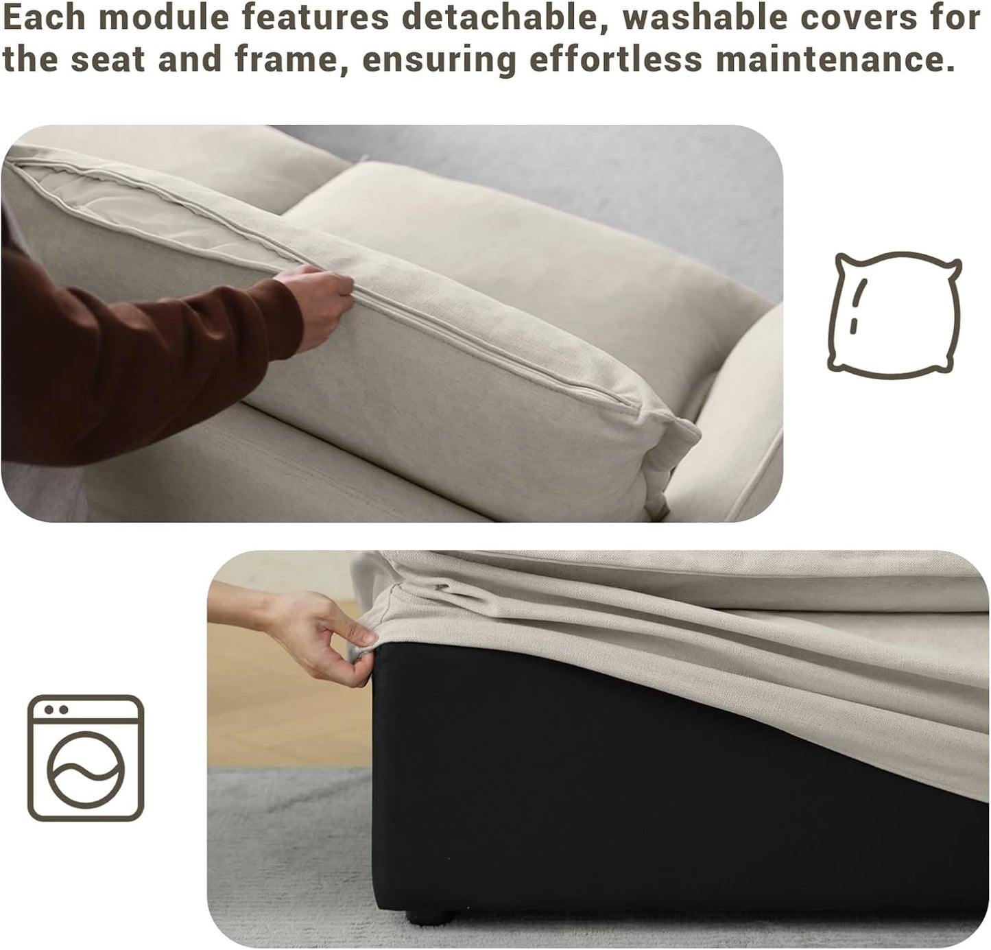 111” Oversized Modular Sectional Sofa, Comfy down Fill Cloud Couch, L Shaped 4 Seater Couches with Washable Cover, Convertible Sectional Couches for Living Room, Light Gray