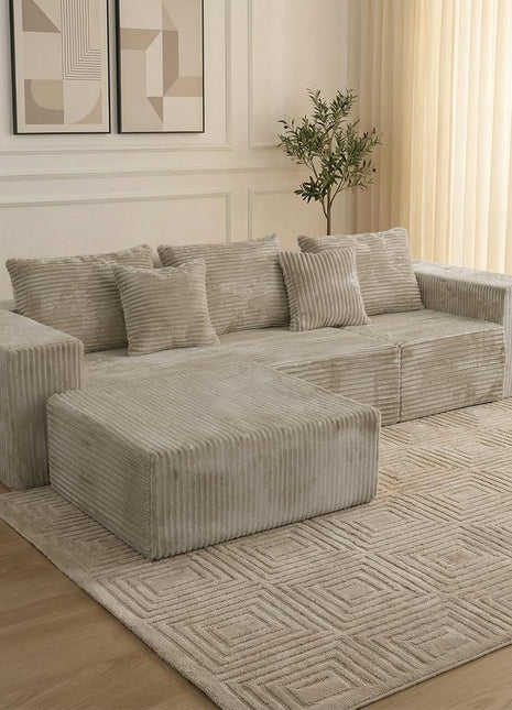 109" L-Shaped Modular Sectional Sofa with Deep Seating, Corduroy Upholstery, Comfortable Sleeper Futon Bed, Left Facing Configuration