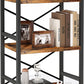 Bookshelf, 3 Tier Industrial Bookcase, Metal Small Bookcase, Rustic Etagere Book Shelf Storage Organizer for Living Room, Bedroom, and Home Office(Rustic Brown) Patent Pending D29873033