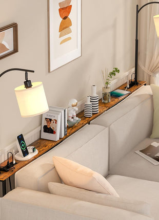 Slim Console Table Featuring Integrated Outlet and Adjustable LED Lighting for Living Spaces