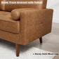58" Loveseat Sofa Couch, Mid Century Modern Faux Leather Couch with Hand-Sewn Deep Love Seat & 2Pillows, Home Sofa Living Room Small Couches for Small Space,Bedroom,Office,Solid Wood Frame,Brown