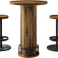 round Bar Table with Chairs, Industrial Bistro Sets with 2 Barstools, Pub Cocktail Table with Metal Ring Footrest for Kitchen Nook, Apartment, Small Space