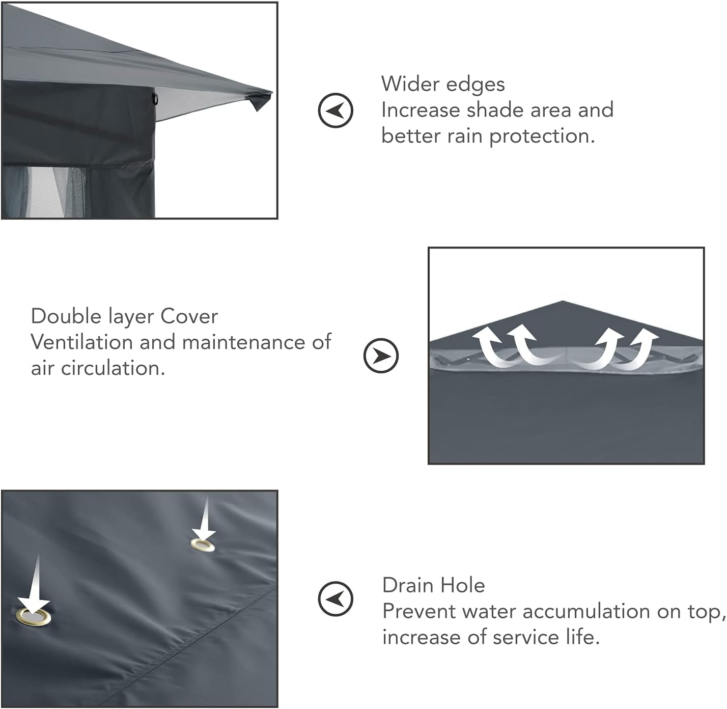 Patio Gazebo Outdoor Pop up Gazebo with Mesh Walls (13X13,Dark Gray)