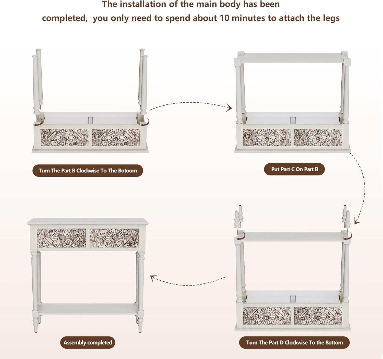 Console Table with 2 Drawers, MDF Narrow Entryway Table with Storage Shelf, Wood Accent Sofa Table for Living Room, Entrance, Hallway, Couch, Light Grey