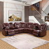 Power Recliner Sectional Sofa Set for Living Room Furniture Sets,Leather Reclining Couch Set with LED Lights,L- Shaped Leather Couch for Living Room/Home Theater/Club(Burgundy,Sectional)