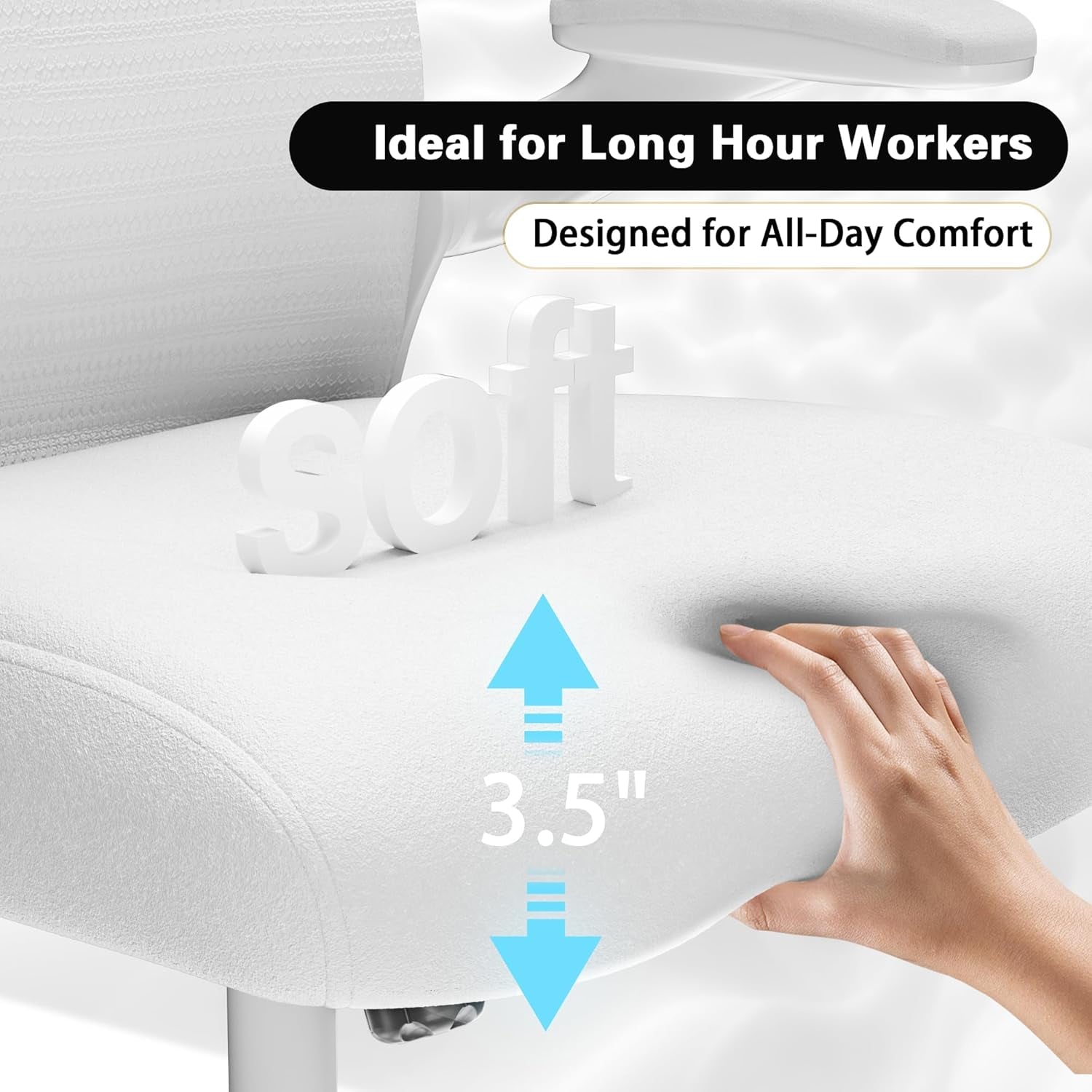 Office Desk Chair with Ergonomic Lumbar Support, Extra-Thick Seat Cushion, Flip-Up Arms, Breathable Mesh Back, Computer Task Chair for Home Office