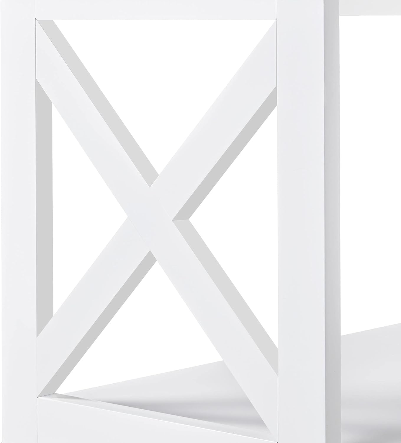 42 Inch Long Console Sofa Table, X Design Narrow Entryway Hallway Table W/ 3 Storage Shelves for Living Room, White