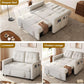 55" Convertible Sofa Bed, 3-In-1 Sleeper Sofa with Pull-Out Bed, Linen Futon Couch with Adjustable Backrest and Side Pocket, Modern Loveseat for Living Room Apartment, Light Beige