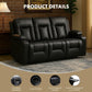 Leather Recliner Sofa Set with Manual Recliners,Living Room Furniture Set with Reclining Couch,Loveseat and Armchair,Living Room Chair with Cup Holders,Black (3+1+1)