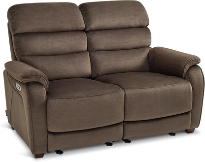 61.6'' Wall Hugger Power Loveseat Recliner, Reclining Loveseat with Adjustable Headrest, USB Charge Ports, Wood Legs for Living Room, Rvs, Small Spaces, Fabric ST258M1 (Loveseat, Coffee)