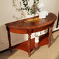 Solid Wood Console Table with Drawer, Semi-Circle Entryway Storage Shelf, Half-Moon Carvings Side Elegant Vintage Sofa for Living Room,Blank Wall Walnut SFZ1533WD-DR Brown 47.7*18*30.2