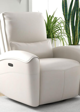 Power Swivel Rocker Recliner Chair with USB Charging Port, 23.2-Inch Wide Seat, Fixed Lumbar Support, Upholstered Glider for Nursery and Living Room, Brown
