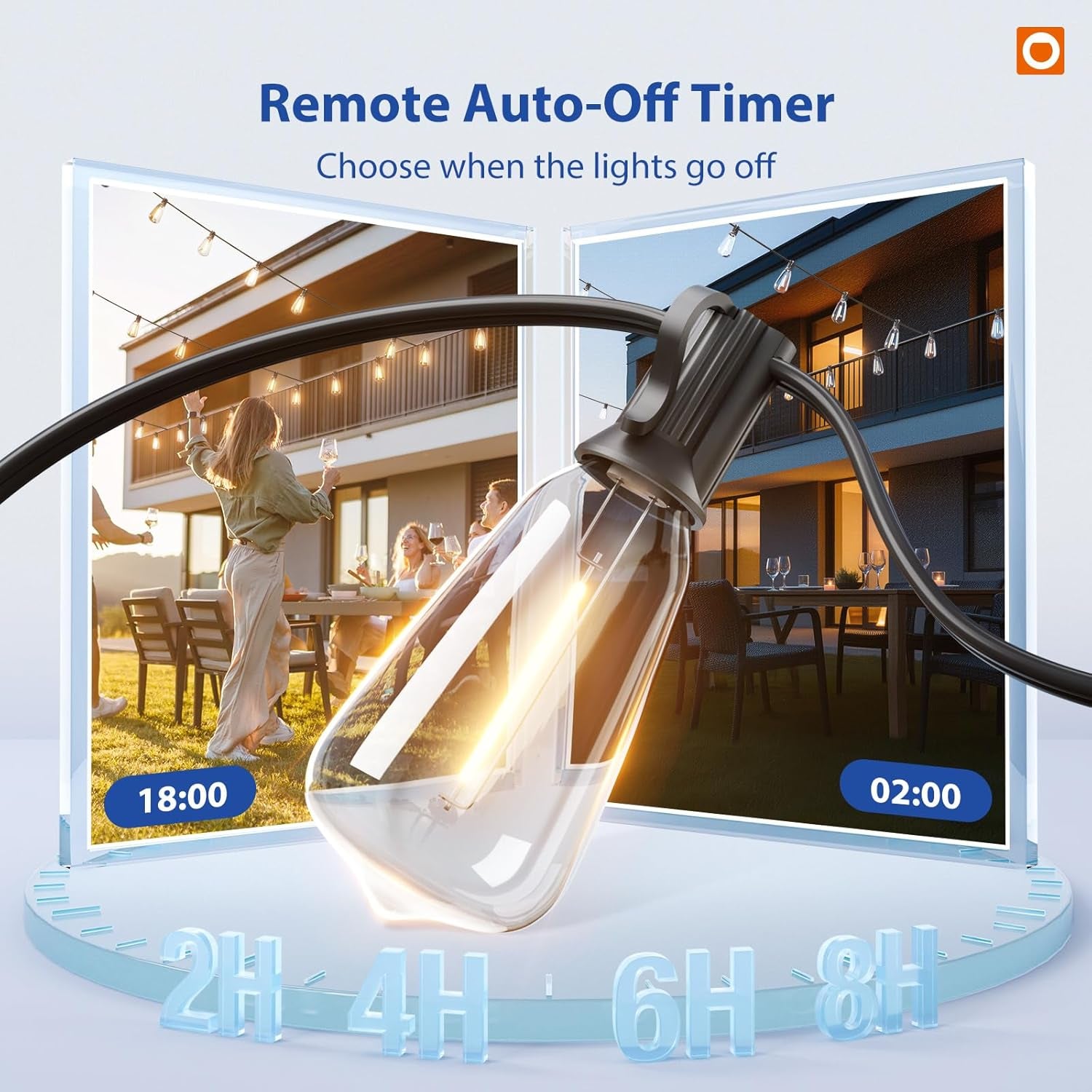 100FT LED Outdoor String Lights with Remote Waterproof Patio Lights with Shatterproof ST38 Replaceable Bulbs, Dimmable outside Hanging Light Connectable for Porch, Backyard, 2200K