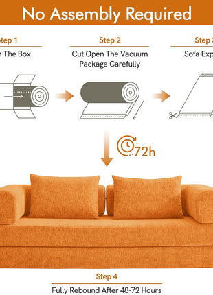 5-in-1 Corduroy Orange Sofa Bed with Storage - No Assembly Required, Ideal for Living Room and Bedroom Use