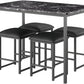 Kitchen Table and Chairs for 4, Dining Room Set with PU Chairs/Stools, Heavy-Duty Metal Frame, Faux Marble Tabletop, Space-Saving Design for Small Spaces, Easy Assembly, Veined Black