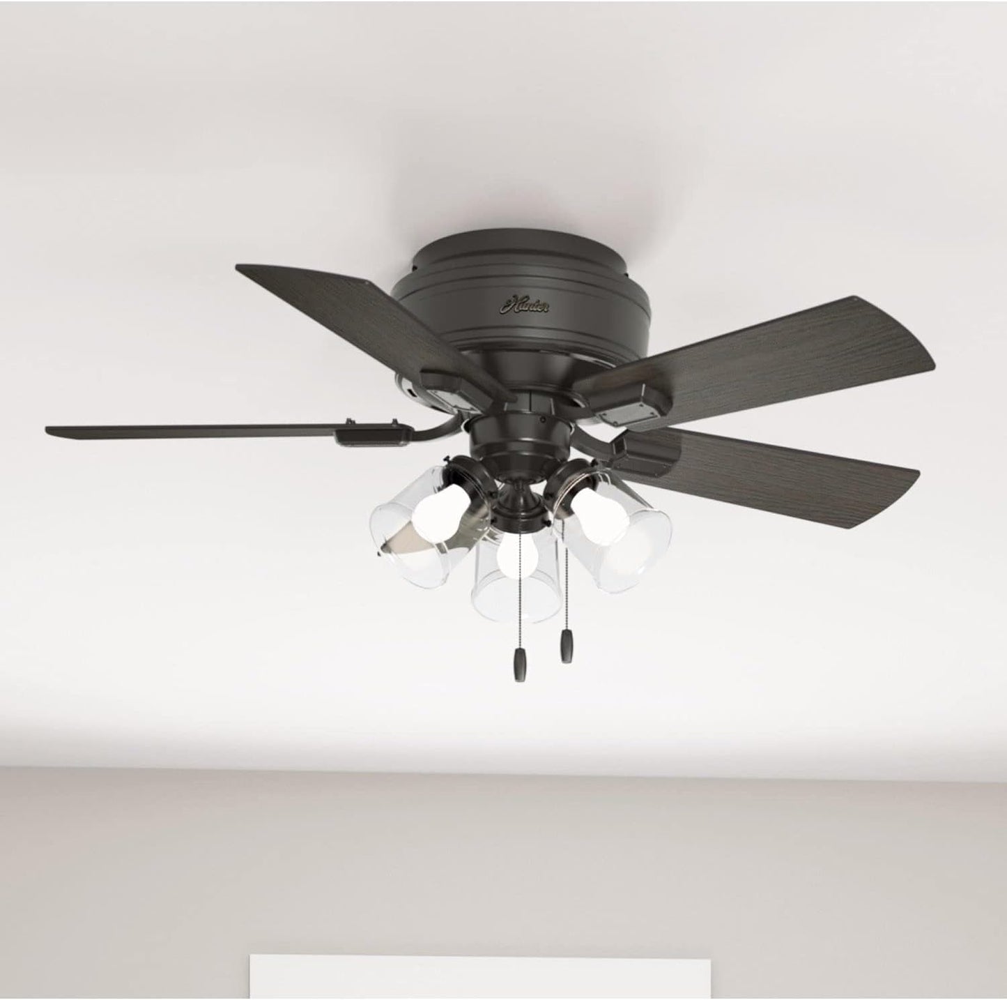 42 Inch Indoor Ceiling Fan with LED Lights and Pull Chain - Low Profile Mount Ceiling Fan, 5 Blades, for Bedroom, Living Room, or Kitchen, Quiet - Crestfield 52153, Noble Bronze