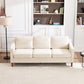 80" Chenille Sofa, 3 Seater Couch, Mid Century Modern Couches with Solid Wood Legs for Living Room & Bedroom, Beige