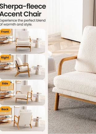 Mid-Century Modern Accent Chair - 23” Wide Comfortable Lounge Chair for Living Room and Bedroom with Detachable Cover and 5.5" Foam Cushion