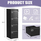 4 Drawer Metal File Cabinet with Lock, Black Lockable Filing Cabinets, Vertical Small File Cabinet with Key, under Desk Filing Cabinets for Home Office