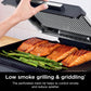 Griddle and Indoor Grill, 14’’, Electric Grill, for Steak, Burgers, Salmon, Veggies, and More, Pancake Griddle, Nonstick, Dishwasher Safe, 500F, Even Cooking, Silver, GR101