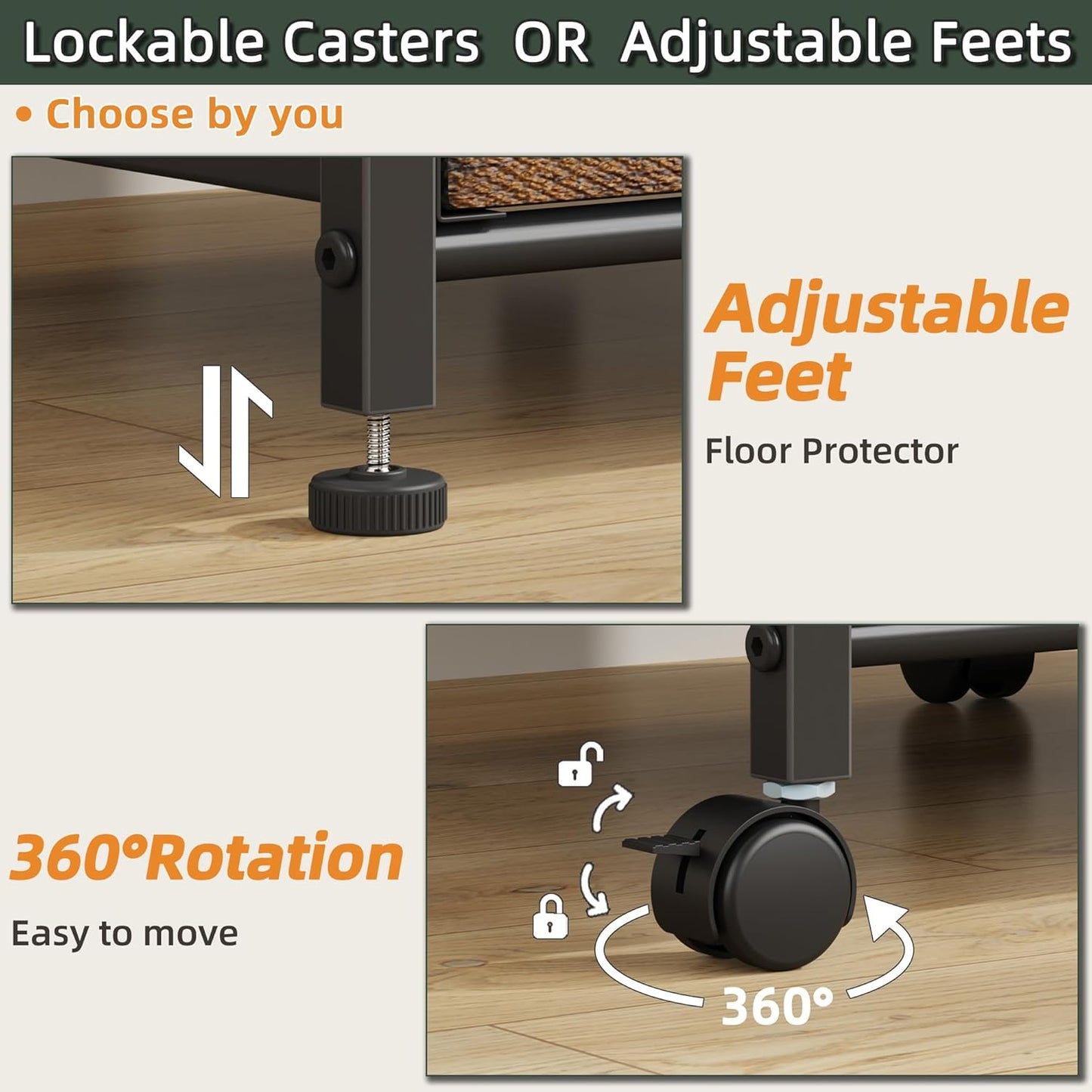 4 Drawer Lateral File Cabinet, Mobile Filing Cabinet for Large Printer, Home Office Functional Small Office Storage Cabinet & Printer Stand, Fits Letter/A4, Rustic Brown