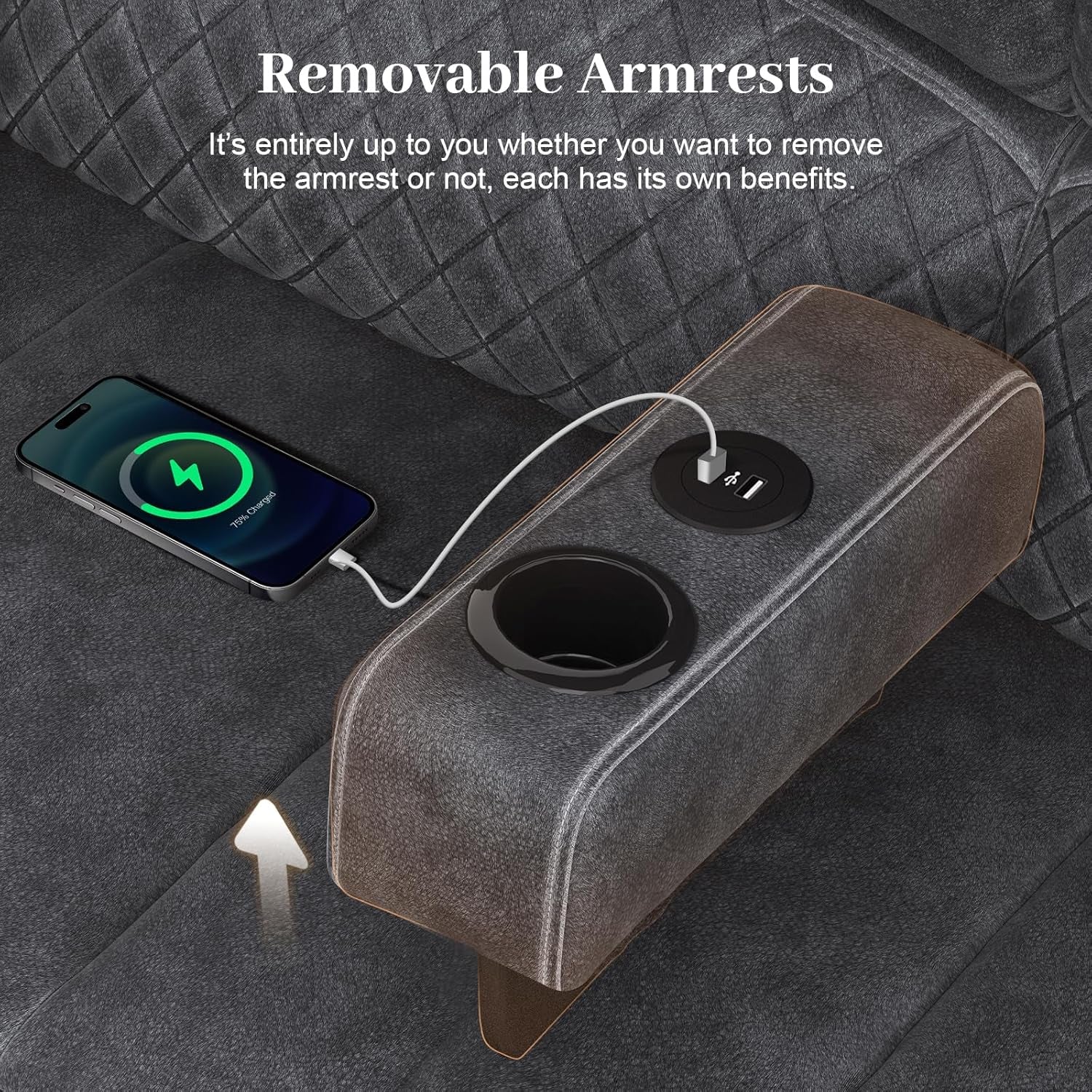 3-Seater Recliner Sofa, Manual Reclining Couch with Multi-Functional Middle Seat, Reclining Sofa for Living Room with Hidden Storage Space, Cup Holders, and Removable Console - Velvet Grey