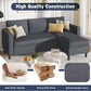 Small Sectional Sofa Couches,L Shape Convertible Sofa with Ottoman,3 Seat Comfy Corduroy Upholstered Sofa Couch,Small Couch for Apartment,Living Room and Office(Dark Grey)